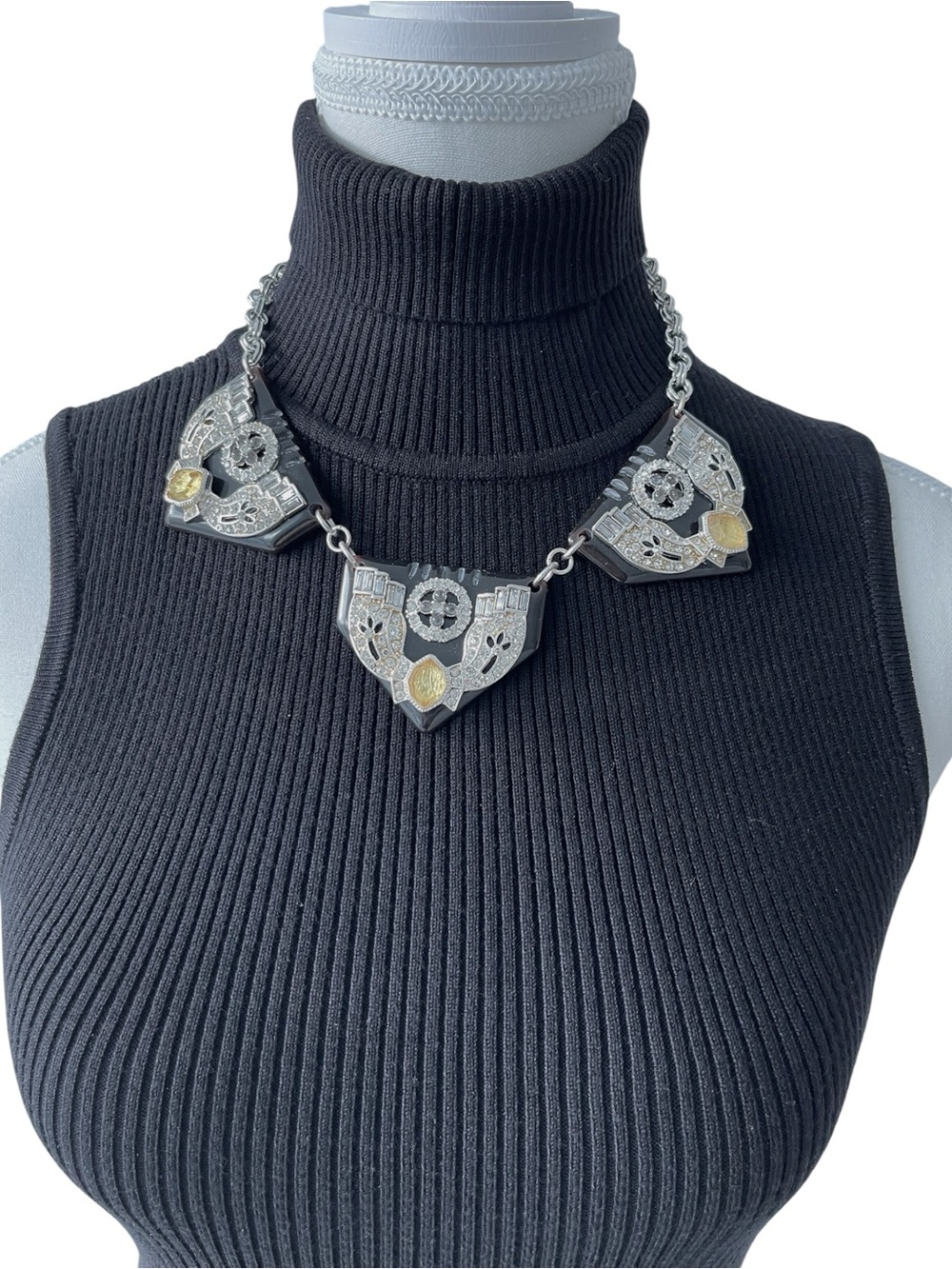 Nobia Two-Tone Silver and Gold Geometric Statement Necklace